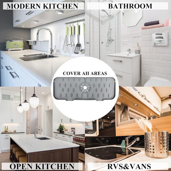 Silicone Sink/Faucet Water Catcher Mat, Kitchen Faucet Sink Splash Guard NEW - Picture 3 of 8